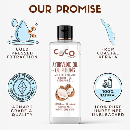 Coco Crush Ayurvedic Coconut & Cinnamon Oil For Oil Pulling - 200ml