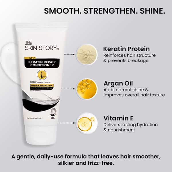 The Skin Story Sulphate Free Keratin Smooth Conditioner | For Damaged Treated Hair - 100G