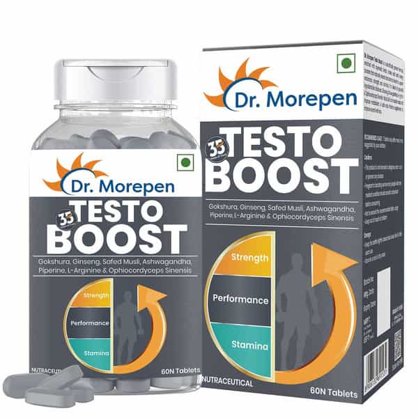 Dr. Morepen Testosterone Booster For Men Increases Energy Stamina & Muscle Growth - 60 Tablets
