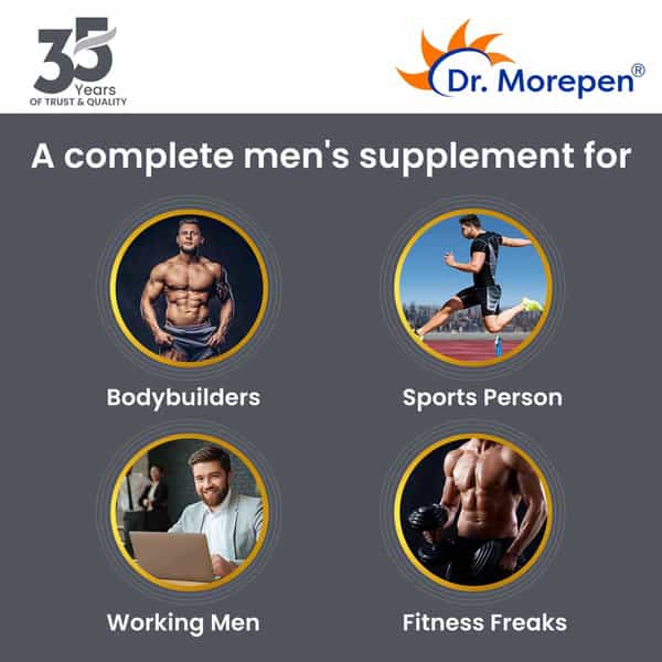 Dr. Morepen Testosterone Booster For Men Increases Energy Stamina & Muscle Growth - 60 Tablets