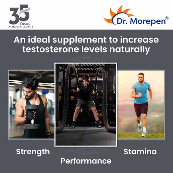 Dr. Morepen Testosterone Booster For Men Increases Energy Stamina & Muscle Growth - 60 Tablets
