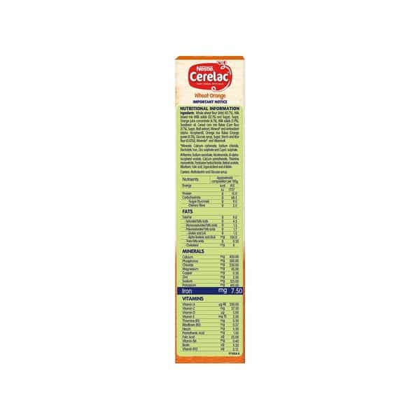 Nestle Cerelac Baby Food Milk Wheat Orange (From 8 Months) Box Of 300 G