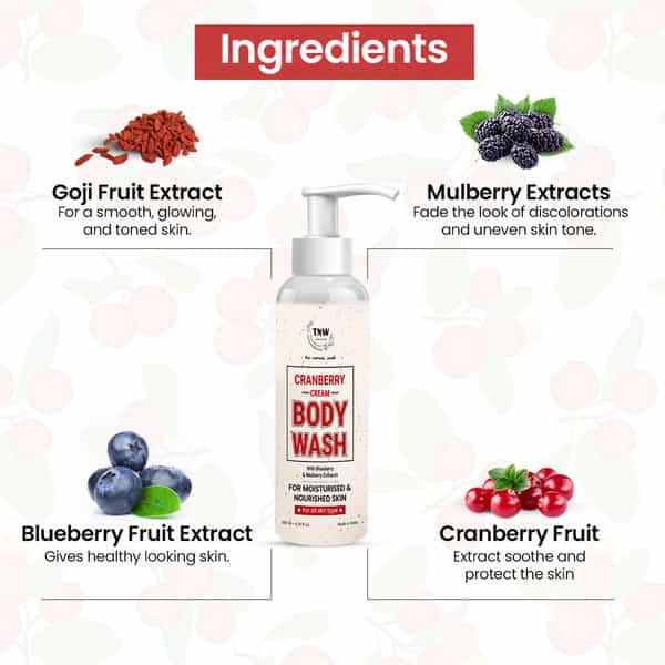 Tnw The Natural Wash Cranberry Cream Body Wash | Moisturizes & Nourishes Skin | 200Ml