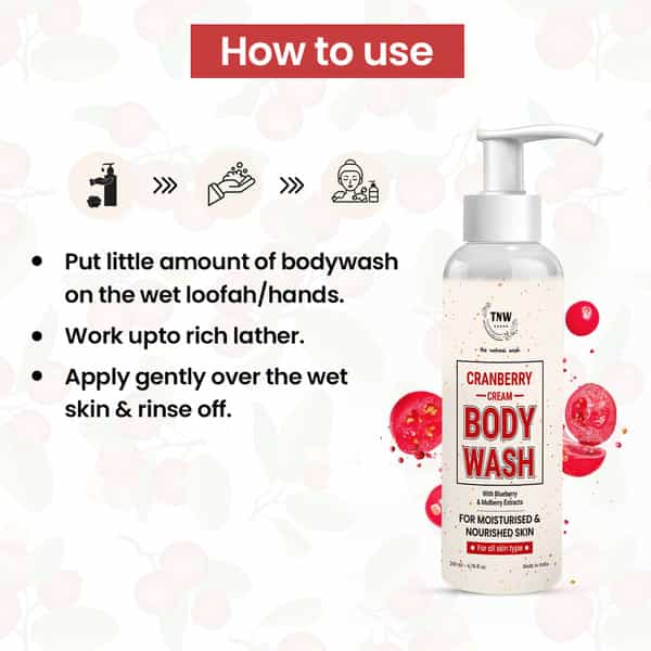 Tnw The Natural Wash Cranberry Cream Body Wash | Moisturizes & Nourishes Skin | 200Ml