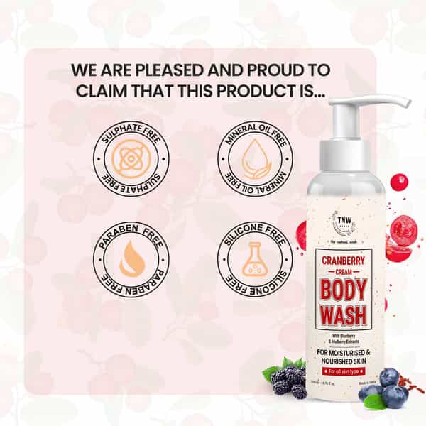 Tnw The Natural Wash Cranberry Cream Body Wash | Moisturizes & Nourishes Skin | 200Ml