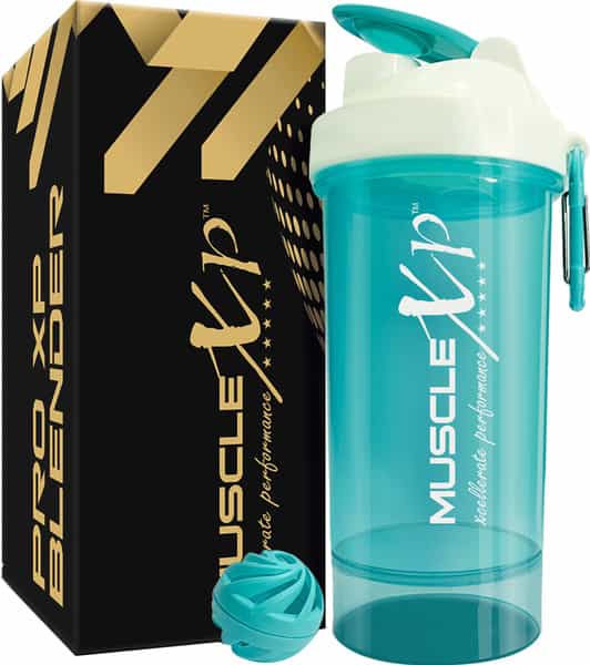 Musclexp Gym Shaker Pro Xp Blender 650 Ml With Compartment For Protein L Sipper Bottle (Sea Green)