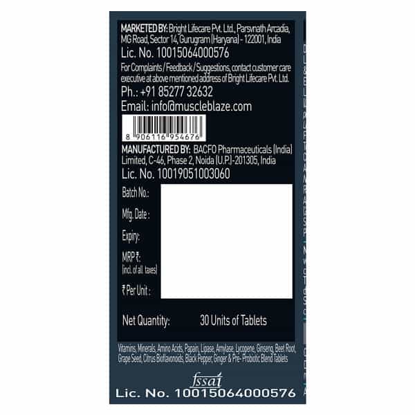 Muscleblaze Multivitamin With Immunity Boosters And Digestive Enzymes (30 Tablets)