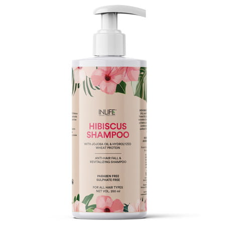 Inlife Hibiscus Shampoo | Rejuvenation Of Scalp | Paraben & Sulphate Free For Women Men - 250ml