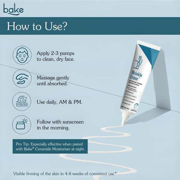 Bake Wrinkle Erase Anti-Aging Cream For Fine Lines | Firm & Smooth Skin (30G)