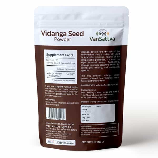 Vansattva Vidanga Powder - 100G