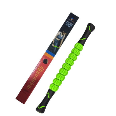 Healthtrek Massage Roller Stick For Back Pain Relief (Pack Of 1 | 45 Cm | Green)