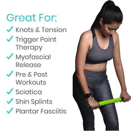 Healthtrek Massage Roller Stick For Back Pain Relief (Pack Of 1 | 45 Cm | Green)