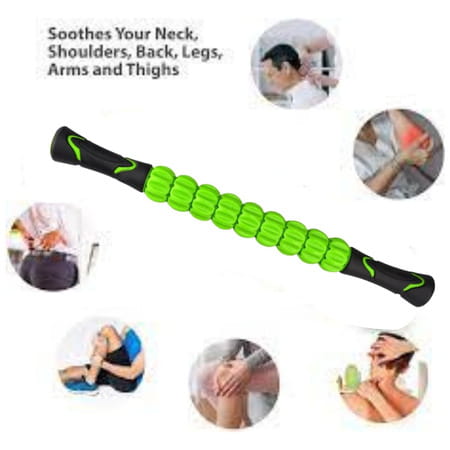 Healthtrek Massage Roller Stick For Back Pain Relief (Pack Of 1 | 45 Cm | Green)