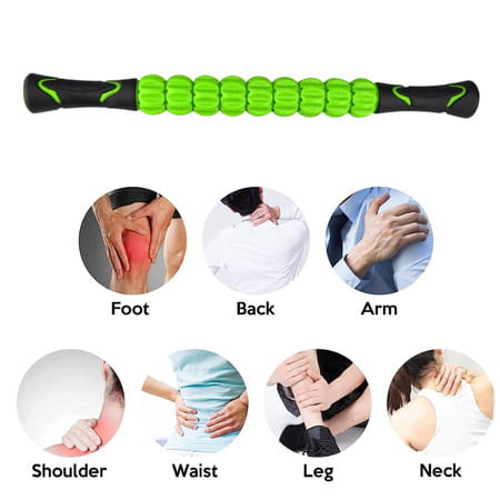 Healthtrek Massage Roller Stick For Back Pain Relief (Pack Of 1 | 45 Cm | Green)