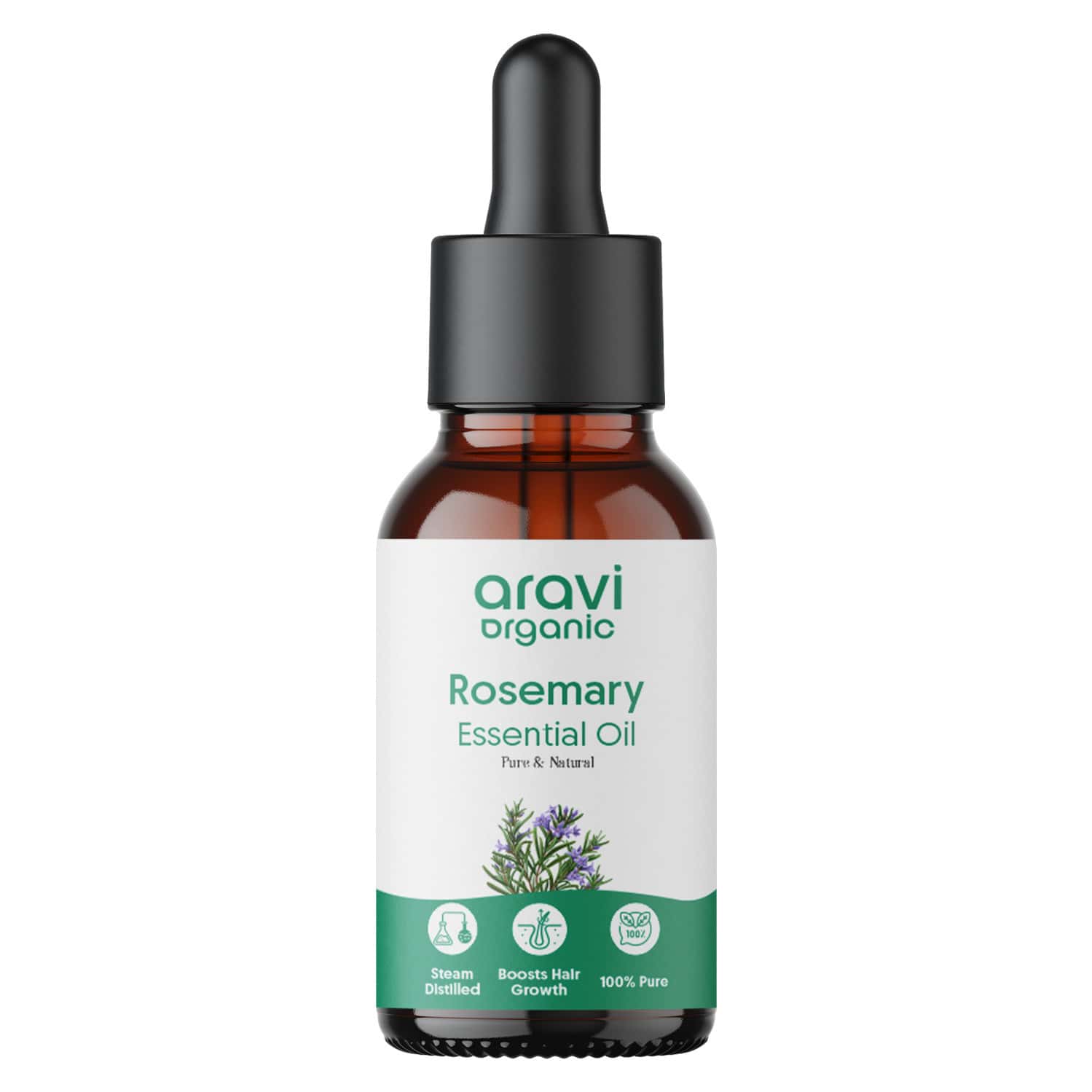 Aravi Organic Rosemary Essential Oil - Promotes Hair Growth | Healthy Scalp & Strengthens Hair 15ml