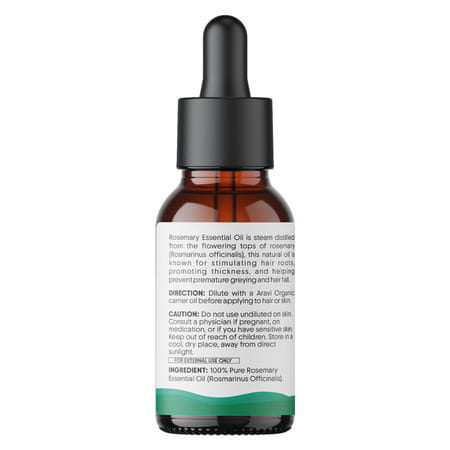 Aravi Organic Rosemary Essential Oil - Promotes Hair Growth | Healthy Scalp & Strengthens Hair 15ml