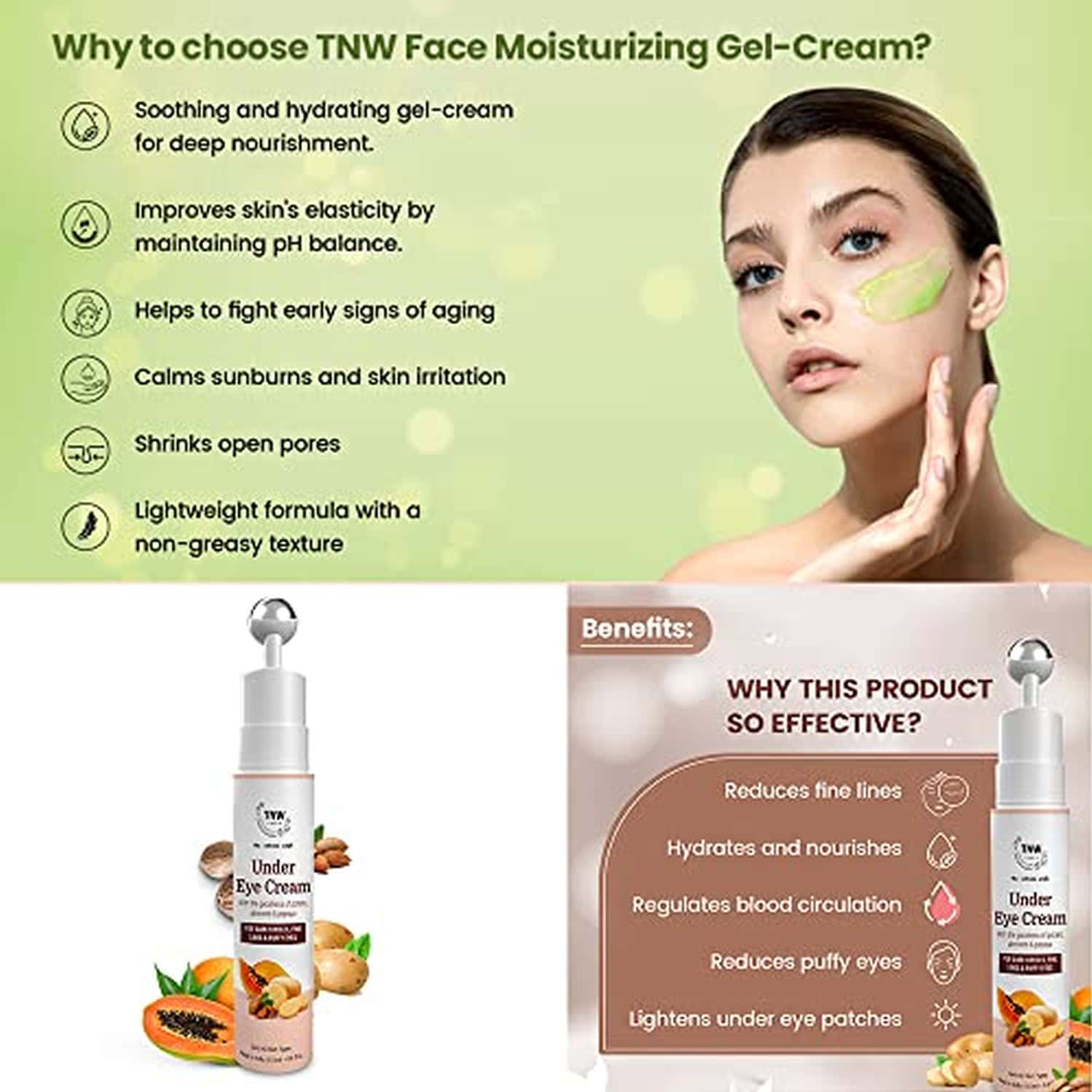 Buy TNWTHE NATURAL WASH FACE MOISTURIZING GEL CREAM & UNDER EYE CREAM