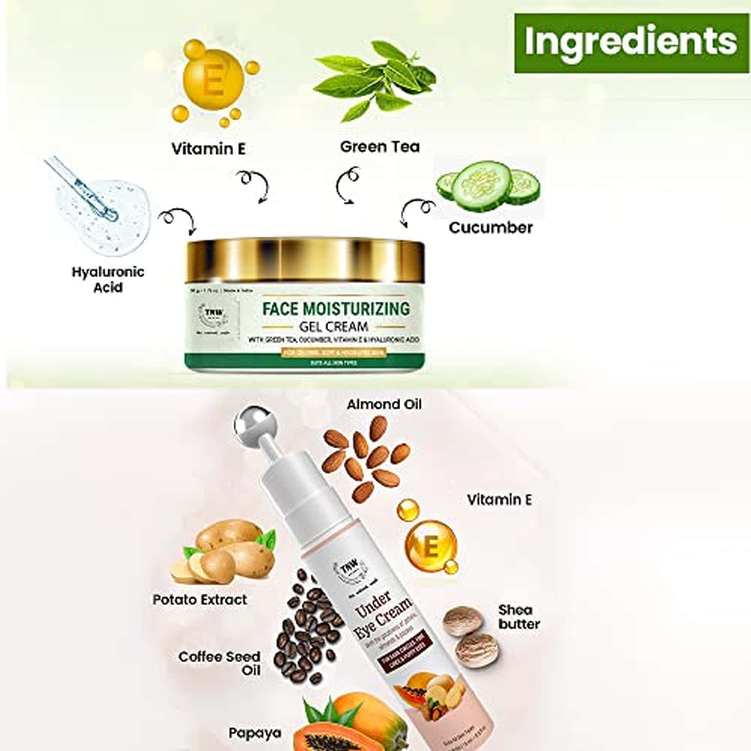 Buy TNWTHE NATURAL WASH FACE MOISTURIZING GEL CREAM & UNDER EYE CREAM