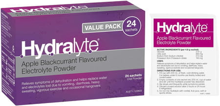 Hydralyte Electrolyte Powder | Adults | Apple Blackcurrant | 24 Sachets