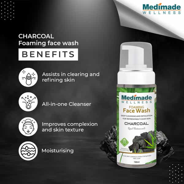 Medimade Activated Charcoal Foaming Face Wash - 160 Ml