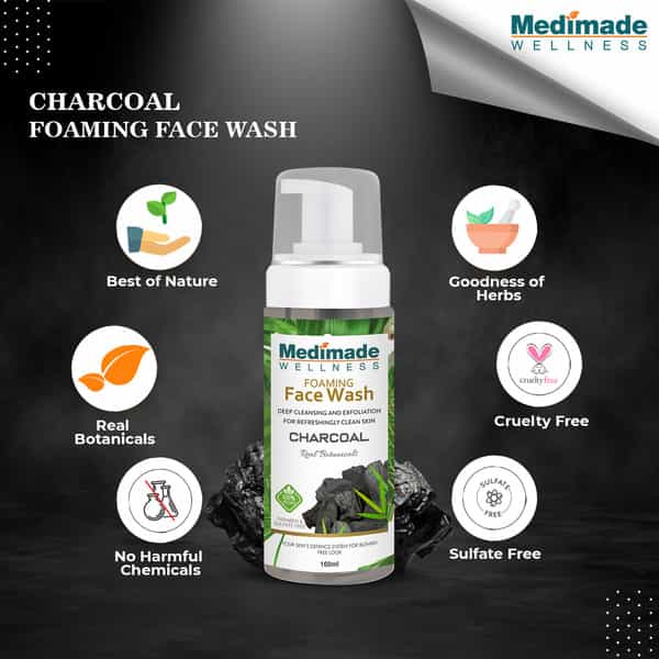 Medimade Activated Charcoal Foaming Face Wash - 160 Ml