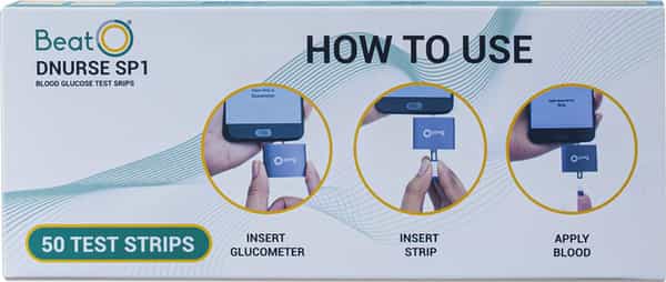 Beato Blood Glucose Test Strip - Pack Of 50 Strips (Compatible With Beato Smart Glucometer)