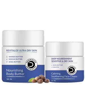 Dermistry Sensitive Dry Skin Shea Kokum Moisturizer Coffee Body Butter & Deep Nourishment Face Cream
