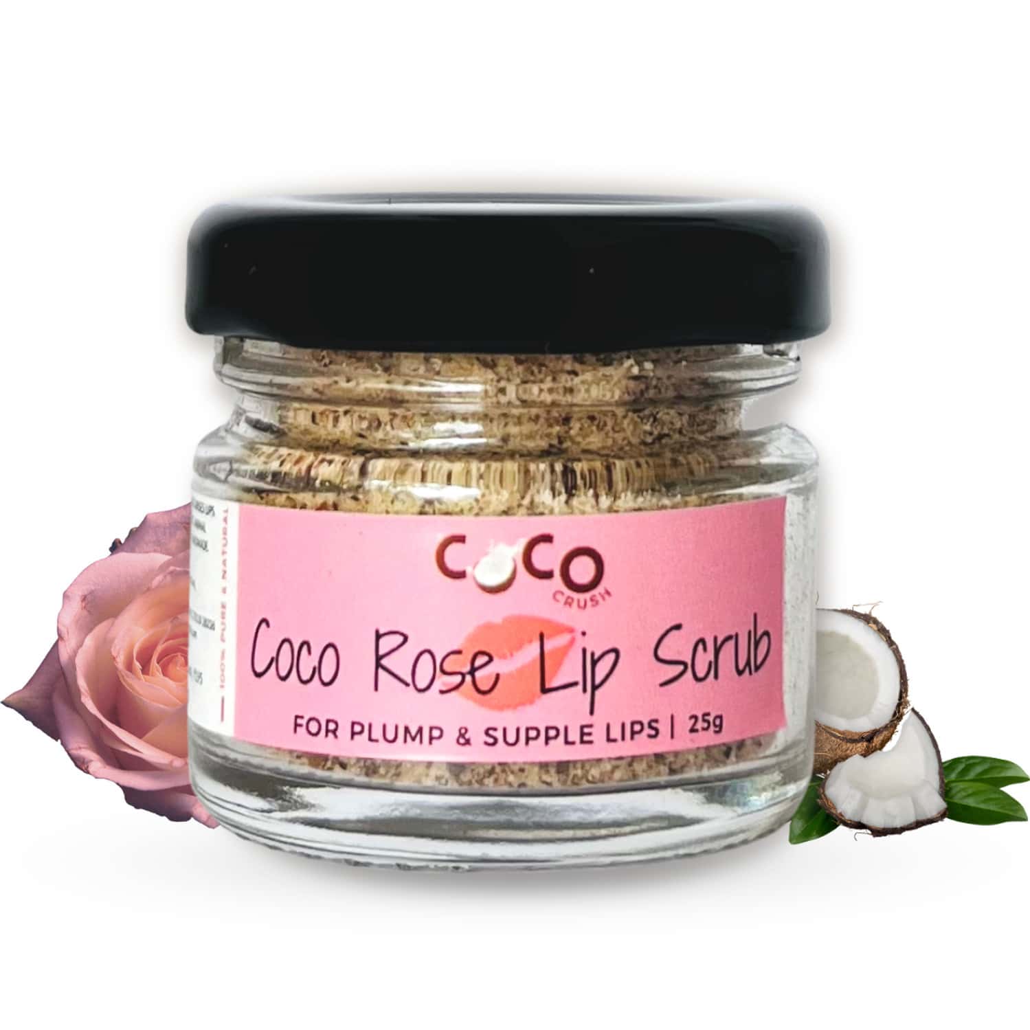 Coco Crush Rose Coconut Lips Scrub For Lightening & Brightening Dark Lips - 25g
