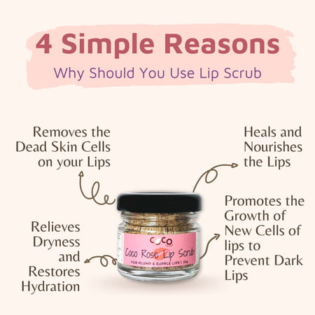 Coco Crush Rose Coconut Lips Scrub For Lightening & Brightening Dark Lips - 25g