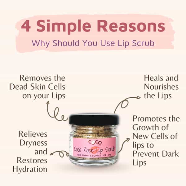 Coco Crush Rose Coconut Lips Scrub For Lightening & Brightening Dark Lips - 25G