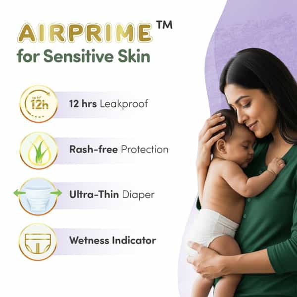 Mylo Baby Airprime Premium Diaper Pants Large (L) Size (9-14 Kgs) (24 Count) Leak Proof| No Rashes