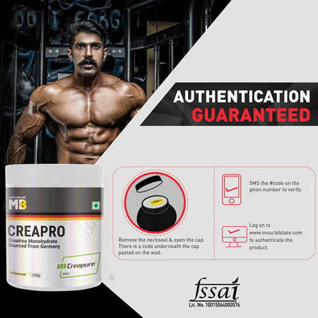 Muscleblaze Creapro Creatine Monohydrate With Creapure (Unflavoured | 83 Servings | 250g)
