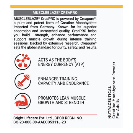 Muscleblaze Creapro Creatine Monohydrate With Creapure (Unflavoured | 83 Servings | 250g)