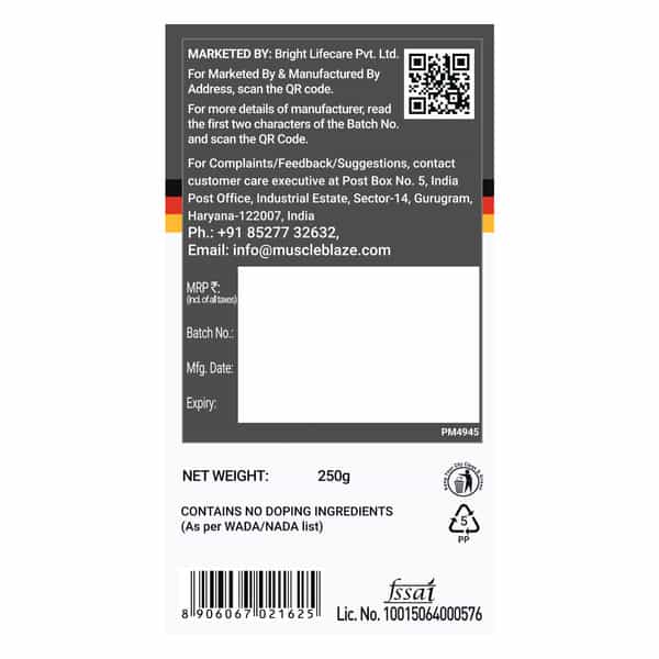 Muscleblaze Creapro Creatine Monohydrate With Creapure (Unflavoured | 83 Servings | 250G)