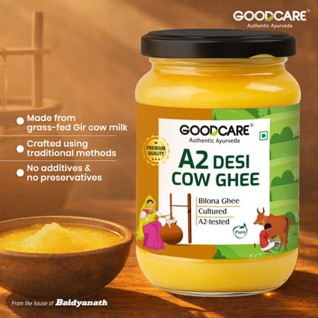 Goodcare A2 Desi Cow Ghee 500Ml | Bilona Hand-Churned Gir Cow Milk | Boosts Immunity & Nourishes