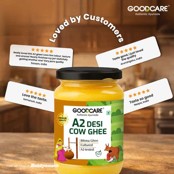Goodcare A2 Desi Cow Ghee 500Ml | Bilona Hand-Churned Gir Cow Milk | Boosts Immunity & Nourishes