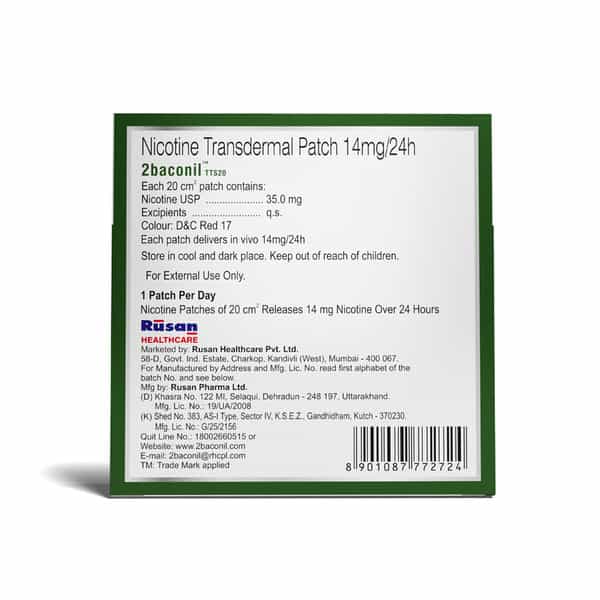 Rusan 2Baconil 14Mg | 3 Months Therapy Plan | Box | 7 Nicotine Transdermal Patch | Pack Of 12