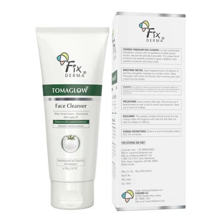 Fixderma Tomaglow Face Cleanser With White Tomato Extract, Niacinamide Tan Removal Face Wash 100g