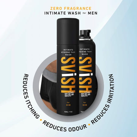 Svish On The Go Zero Fragrance Intimate Hygiene Wash | Dermatologically Tested (Pack Of 1 X 75ml)