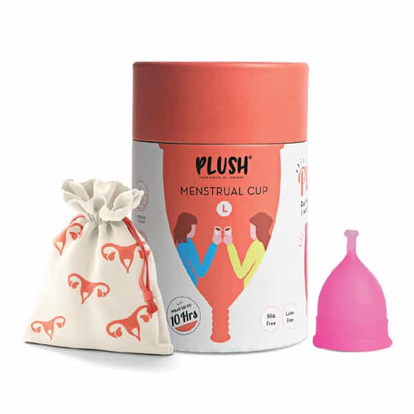 Plush 100% Reusable Menstrual Cup For Women With Cotton Pouch | Size-Large | Stem For Easy Removal