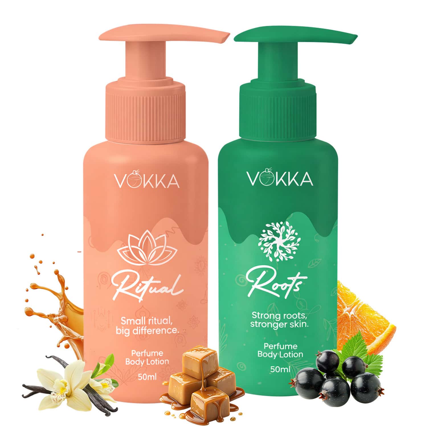 Vokka Ritual & Roots Perfume Body Lotion Combo 50ml X 2 | Vanilla Orchid & Citrus Honey Vanilla Musk