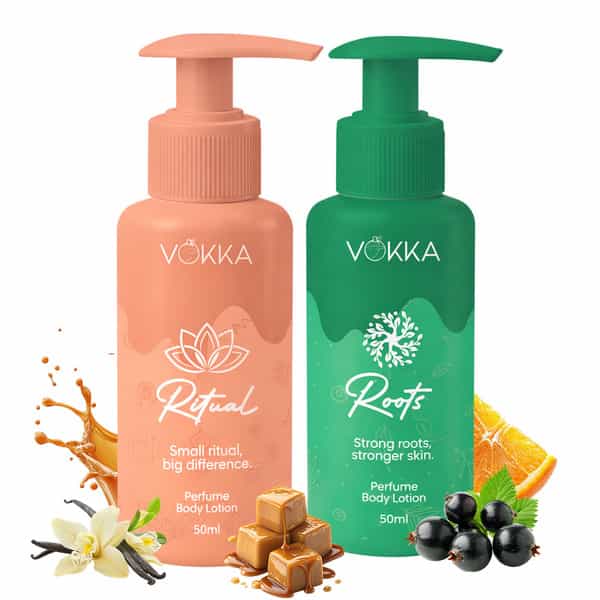 Vokka Ritual & Roots Perfume Body Lotion Combo 50Ml X 2 | Vanilla Orchid & Citrus Honey Vanilla Musk