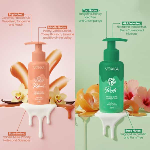 Vokka Ritual & Roots Perfume Body Lotion Combo 50Ml X 2 | Vanilla Orchid & Citrus Honey Vanilla Musk