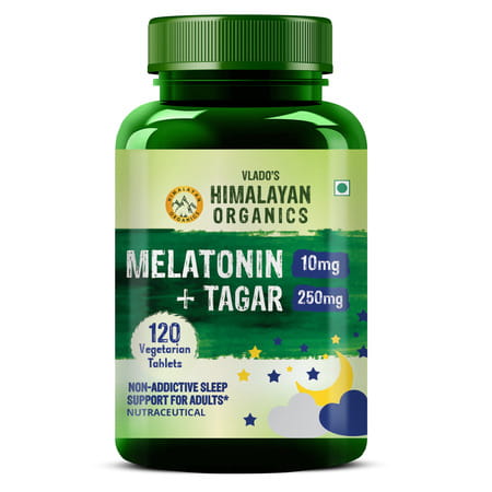 Vlado'S Himalayan Organics Melatonin 10mg + Tagar 250mg | Potent Sleep Aid Formula | 120 Veg Tablets