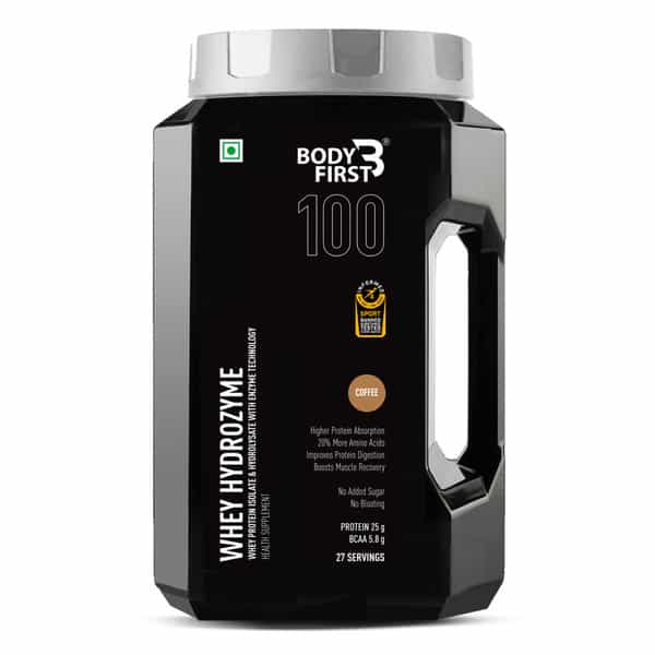 Bodyfirst Whey Hydrozyme - Whey Protein Isolate & Hydrolysate With Enzyme Technology | Coffee | 1 Kg
