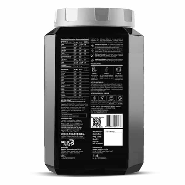 Bodyfirst Whey Hydrozyme - Whey Protein Isolate & Hydrolysate With Enzyme Technology | Coffee | 1 Kg