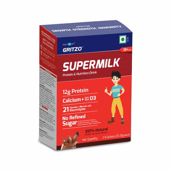 Gritzo Supermilk 13+Y (Teen Athletes) | Trial Pack | 100% Natural Double Chocolate | 66 G