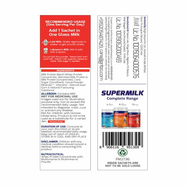 Gritzo Supermilk 13+Y (Teen Athletes) | Trial Pack | 100% Natural Double Chocolate | 66 G