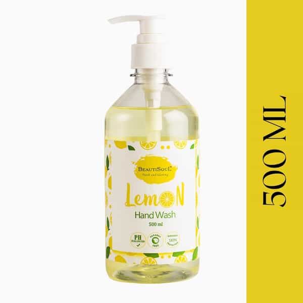 Beautisoul Lemon Handwash With Pure Lemon & Glycerin - 500 Ml Pump| Made In India | Germ Protection