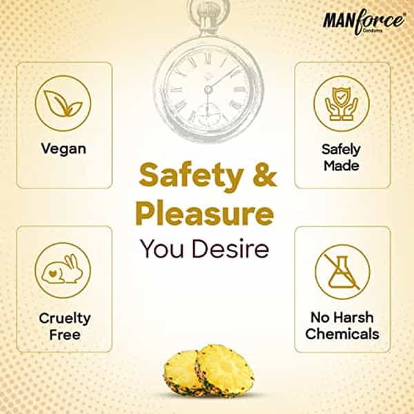 Manforce Overtime Pineapple 3In1 (Ribbed Contour Dotted) Condoms (Set Of 3 30 Pcs)